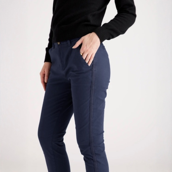 QUINCE Navy Organic Stretch Cotton Twill Girlfriend Chino Pants NWT size 26 - Picture 5 of 14